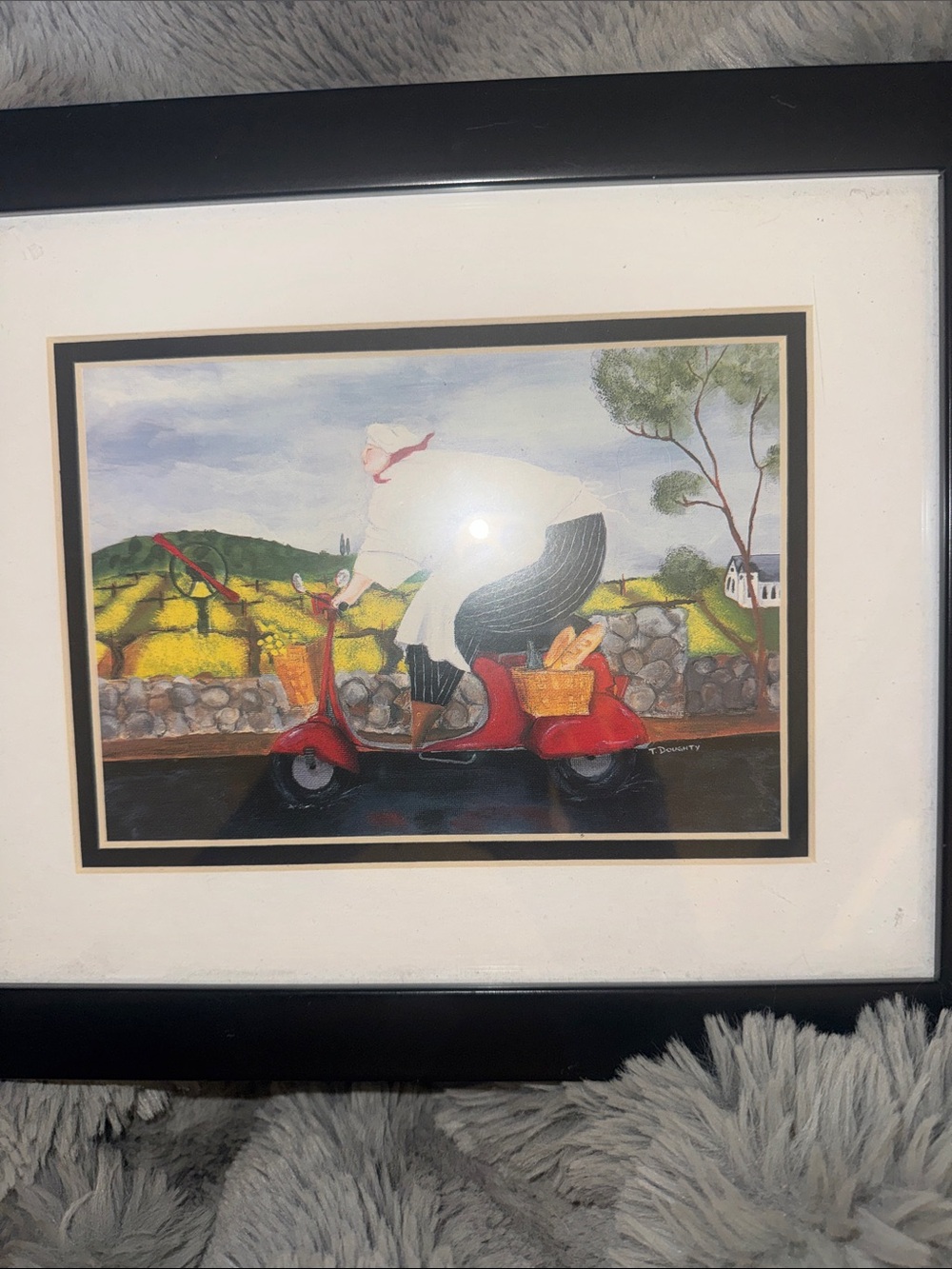 Vintage Fat Chef framed print Red Vespa Scooter Wall Art Print - Home Art